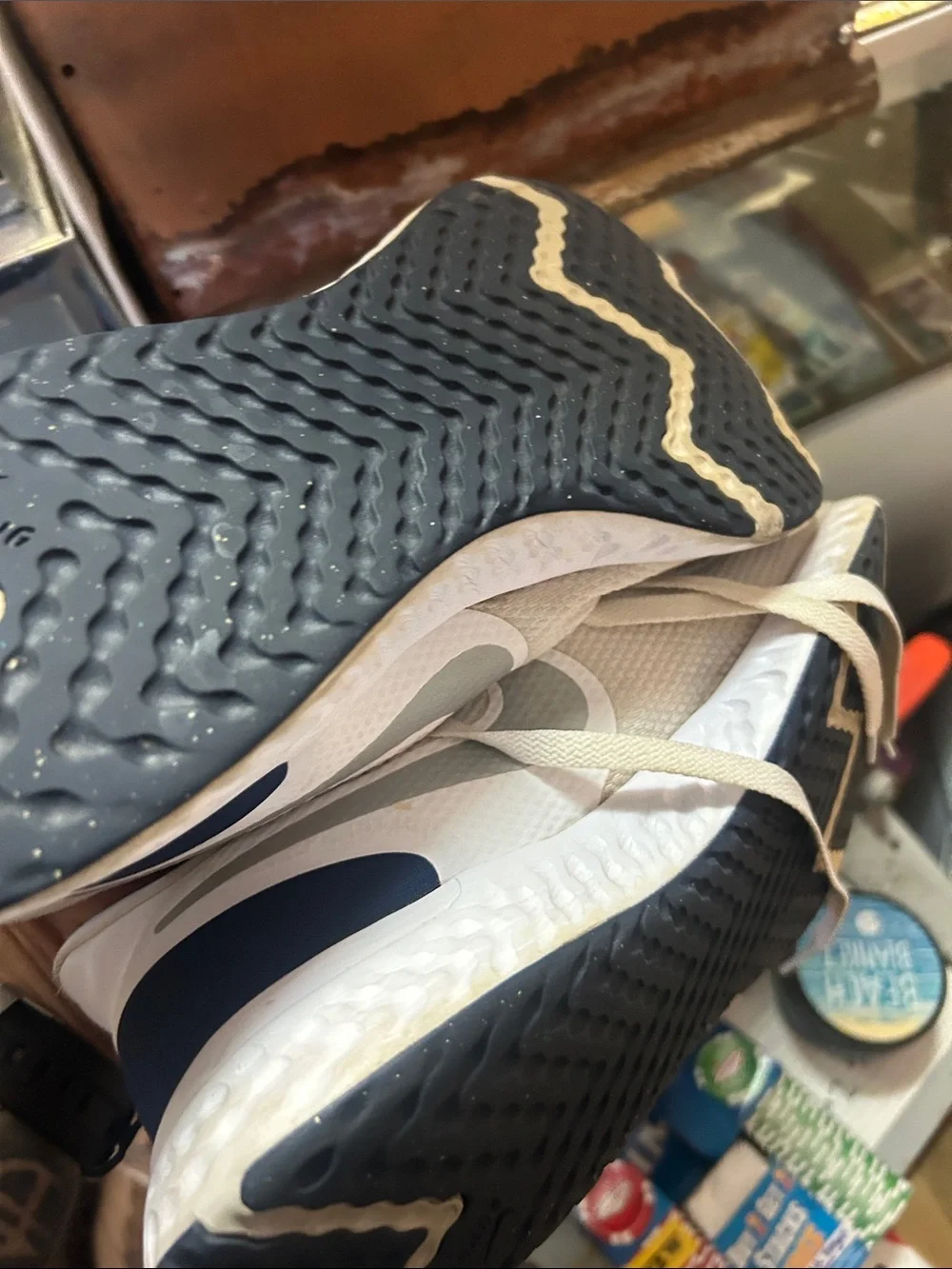 Nike White and Gray Mesh Trainer Sneakers